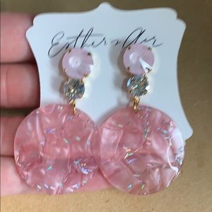 Pink Swarovski Crystal Tortoise Shell Earrings